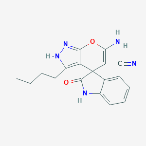 molecular formula C18H17N5O2 B461262 6'-amino-3'-butyl-2-oxospiro[1H-indole-3,4'-2H-pyrano[2,3-c]pyrazole]-5'-carbonitrile CAS No. 674807-32-0