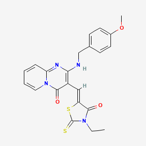 3-[(3-ethyl-4-oxo-2-thioxo-1,3-thiazolidin-5-ylidene)methyl]-2-[(4-methoxybenzyl)amino]-4H-pyrido[1,2-a]pyrimidin-4-one