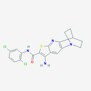 molecular formula C19H16Cl2N4OS B461265 8-amino-N-(2,5-dichlorophenyl)-1,2,3,4-tetrahydro-1,4-ethanothieno[2,3-b][1,5]naphthyridine-7-carboxamide 
