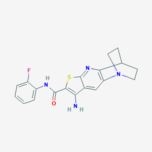 molecular formula C19H17FN4OS B461266 8-amino-N-(2-fluorophenyl)-1,2,3,4-tetrahydro-1,4-ethanothieno[2,3-b][1,5]naphthyridine-7-carboxamide 