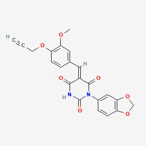 molecular formula C22H16N2O7 B4612677 1-(1,3-benzodioxol-5-yl)-5-[3-methoxy-4-(2-propyn-1-yloxy)benzylidene]-2,4,6(1H,3H,5H)-pyrimidinetrione 