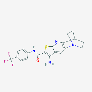 molecular formula C20H17F3N4OS B461268 8-amino-N-[4-(trifluoromethyl)phenyl]-1,2,3,4-tetrahydro-1,4-ethanothieno[2,3-b][1,5]naphthyridine-7-carboxamide 