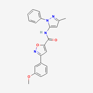 molecular formula C21H18N4O3 B4612684 3-(3-methoxyphenyl)-N-(3-methyl-1-phenyl-1H-pyrazol-5-yl)-1,2-oxazole-5-carboxamide 