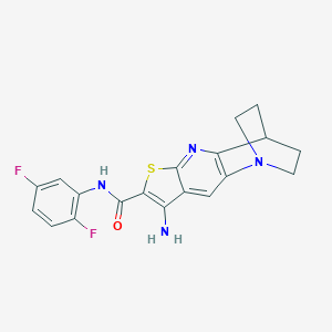 molecular formula C19H16F2N4OS B461269 8-amino-N-(2,5-difluorophenyl)-1,2,3,4-tetrahydro-1,4-ethanothieno[2,3-b][1,5]naphthyridine-7-carboxamide CAS No. 728888-47-9