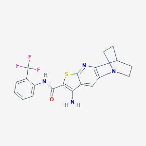 molecular formula C20H17F3N4OS B461271 8-amino-N-[2-(trifluoromethyl)phenyl]-1,2,3,4-tetrahydro-1,4-ethanothieno[2,3-b][1,5]naphthyridine-7-carboxamide CAS No. 902038-41-9