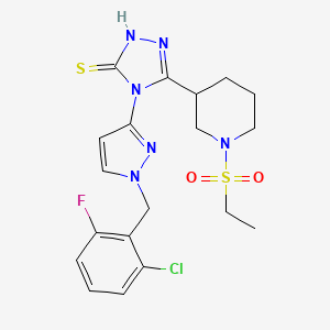 molecular formula C19H22ClFN6O2S2 B4612725 4-[1-(2-氯-6-氟苄基)-1H-吡唑-3-基]-5-[1-(乙磺酰基)-3-哌啶基]-4H-1,2,4-三唑-3-硫醇 