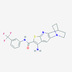 molecular formula C20H17F3N4OS B461273 8-amino-N-[3-(trifluoromethyl)phenyl]-1,2,3,4-tetrahydro-1,4-ethanothieno[2,3-b][1,5]naphthyridine-7-carboxamide 