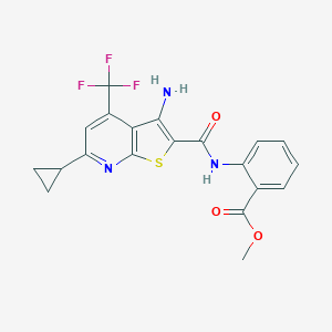 molecular formula C20H16F3N3O3S B461275 Methyl 2-[[3-amino-6-cyclopropyl-4-(trifluoromethyl)thieno[2,3-b]pyridine-2-carbonyl]amino]benzoate CAS No. 674805-58-4