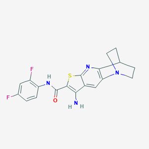 molecular formula C19H16F2N4OS B461276 8-amino-N-(2,4-difluorophenyl)-1,2,3,4-tetrahydro-1,4-ethanothieno[2,3-b][1,5]naphthyridine-7-carboxamide CAS No. 889969-27-1