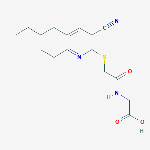 ({[(3-Cyano-6-ethyl-5,6,7,8-tetrahydro-2-quinolinyl)sulfanyl]acetyl}amino)acetic acid