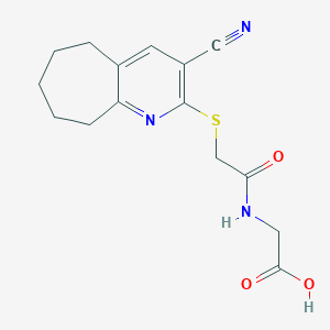 molecular formula C15H17N3O3S B461280 ({[(3-cyano-6,7,8,9-tetrahydro-5H-cyclohepta[b]pyridin-2-yl)sulfanyl]acetyl}amino)acetic acid 