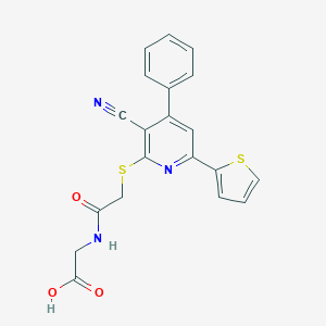 molecular formula C20H15N3O3S2 B461281 [({[3-Cyano-4-phenyl-6-(2-thienyl)-2-pyridinyl]sulfanyl}acetyl)amino]acetic acid 