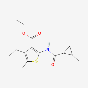 ethyl 4-ethyl-5-methyl-2-{[(2-methylcyclopropyl)carbonyl]amino}-3-thiophenecarboxylate