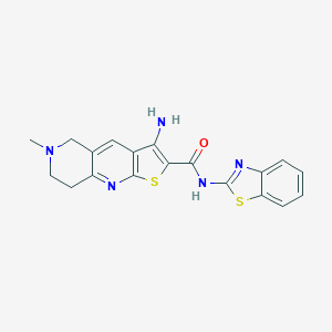 molecular formula C19H17N5OS2 B461284 3-amino-N-(1,3-benzothiazol-2-yl)-6-methyl-7,8-dihydro-5H-thieno[2,3-b][1,6]naphthyridine-2-carboxamide CAS No. 825603-11-0