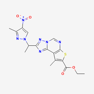 molecular formula C17H17N7O4S B4612845 ethyl 9-methyl-2-[1-(3-methyl-4-nitro-1H-pyrazol-1-yl)ethyl]thieno[3,2-e][1,2,4]triazolo[1,5-c]pyrimidine-8-carboxylate 