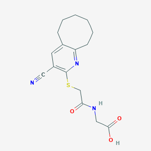 molecular formula C16H19N3O3S B461286 ({[(3-Cyano-5,6,7,8,9,10-hexahydrocycloocta[b]pyridin-2-yl)sulfanyl]acetyl}amino)acetic acid 
