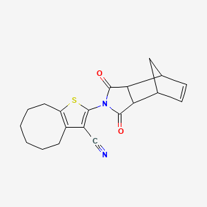 molecular formula C20H20N2O2S B4612869 2-(1,3-dioxo-1,3,3a,4,7,7a-hexahydro-2H-4,7-methanoisoindol-2-yl)-4,5,6,7,8,9-hexahydrocycloocta[b]thiophene-3-carbonitrile 