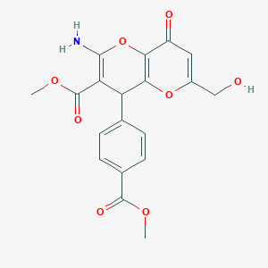 molecular formula C19H17NO8 B461288 methyl 2-amino-6-(hydroxymethyl)-4-(4-methoxycarbonylphenyl)-8-oxo-4H-pyrano[3,2-b]pyran-3-carboxylate CAS No. 674806-52-1