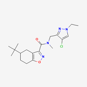 molecular formula C19H27ClN4O2 B4612894 5-叔丁基-N-[(4-氯-1-乙基-1H-吡唑-3-基)甲基]-N-甲基-4,5,6,7-四氢-1,2-苯并异恶唑-3-甲酰胺 