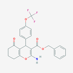 molecular formula C24H20F3NO5 B461290 benzyl 2-amino-5-oxo-4-[4-(trifluoromethoxy)phenyl]-5,6,7,8-tetrahydro-4H-chromene-3-carboxylate 