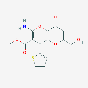 molecular formula C15H13NO6S B461291 Methyl 2-amino-6-(hydroxymethyl)-8-oxo-4-(2-thienyl)-4,8-dihydropyrano[3,2-b]pyran-3-carboxylate 