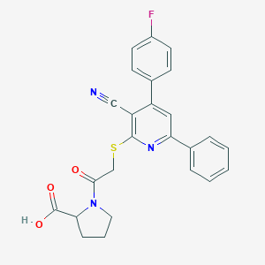 molecular formula C25H20FN3O3S B461293 1-({[3-Cyano-4-(4-fluorophenyl)-6-phenyl-2-pyridinyl]sulfanyl}acetyl)proline 