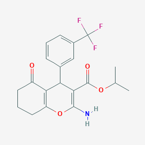 molecular formula C20H20F3NO4 B461296 isopropyl 2-amino-5-oxo-4-[3-(trifluoromethyl)phenyl]-5,6,7,8-tetrahydro-4H-chromene-3-carboxylate 