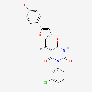 molecular formula C21H12ClFN2O4 B4612970 (5E)-1-(3-Chlorophenyl)-5-{[5-(4-fluorophenyl)furan-2-YL]methylidene}-1,3-diazinane-2,4,6-trione 