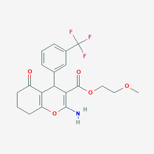 molecular formula C20H20F3NO5 B461299 2-methoxyethyl 2-amino-5-oxo-4-[3-(trifluoromethyl)phenyl]-5,6,7,8-tetrahydro-4H-chromene-3-carboxylate 