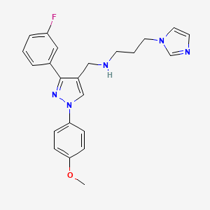 N-{[3-(3-fluorophenyl)-1-(4-methoxyphenyl)-1H-pyrazol-4-yl]methyl}-3-(1H-imidazol-1-yl)-1-propanamine