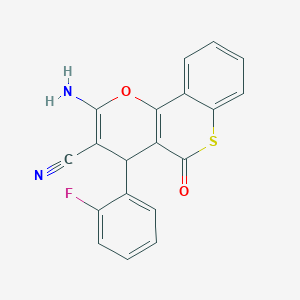 molecular formula C19H11FN2O2S B461307 2-amino-4-(2-fluorophenyl)-5-oxo-4H,5H-thiochromeno[4,3-b]pyran-3-carbonitrile 