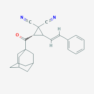molecular formula C24H24N2O B461308 2-(1-Adamantylcarbonyl)-3-(2-phenylvinyl)-1,1-cyclopropanedicarbonitrile 