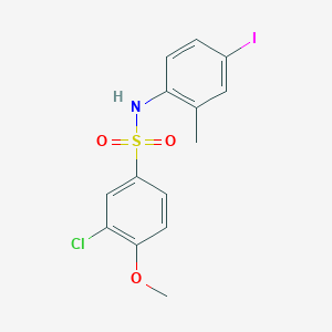 molecular formula C14H13ClINO3S B4613088 3-chloro-N-(4-iodo-2-methylphenyl)-4-methoxybenzenesulfonamide 