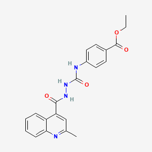 molecular formula C21H20N4O4 B4613101 ethyl 4-[({2-[(2-methyl-4-quinolinyl)carbonyl]hydrazino}carbonyl)amino]benzoate 