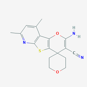 molecular formula C17H17N3O2S B461311 2'-Amino-7',9'-dimethyl-2,3,5,6-tetrahydrospiro[pyran-4,4'-pyrano[2',3':4,5]thieno[2,3-b]pyridine]-3'-carbonitrile 