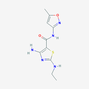 molecular formula C10H13N5O2S B461314 4-amino-2-(ethylamino)-N-(5-methyl-3-isoxazolyl)-1,3-thiazole-5-carboxamide CAS No. 674805-95-9