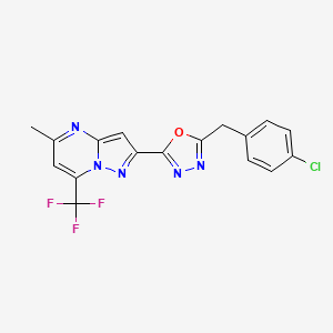 molecular formula C17H11ClF3N5O B4613143 2-[5-(4-氯苄基)-1,3,4-恶二唑-2-基]-5-甲基-7-(三氟甲基)吡唑并[1,5-a]嘧啶 