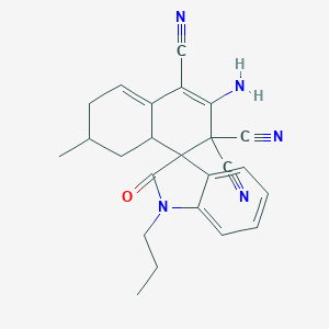 molecular formula C24H23N5O B461316 2-Amino-6-methyl-2'-oxo-1'-propylspiro[4a,5,6,7-tetrahydronaphthalene-4,3'-indole]-1,3,3-tricarbonitrile 