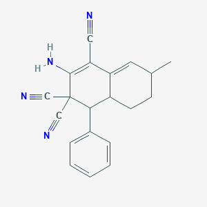 molecular formula C20H18N4 B461317 2-amino-7-methyl-4-phenyl-4a,5,6,7-tetrahydro-1,3,3(4H)-naphthalenetricarbonitrile 