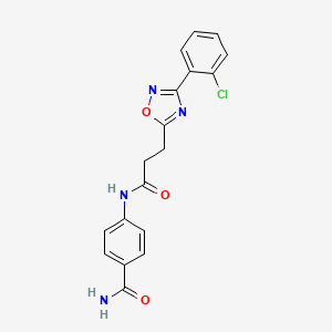 molecular formula C18H15ClN4O3 B4613204 4-({3-[3-(2-chlorophenyl)-1,2,4-oxadiazol-5-yl]propanoyl}amino)benzamide 