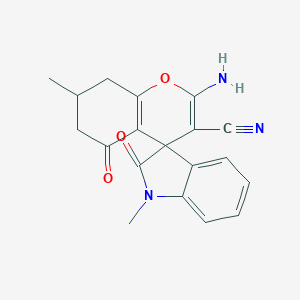 molecular formula C19H17N3O3 B461321 2-Amino-1',7-dimethyl-2',5-dioxo-1',2',5,6,7,8-hexahydrospiro[chromene-4,3'-indole]-3-carbonitrile 