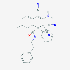 molecular formula C29H25N5O B461323 2-Amino-6-methyl-2'-oxo-1'-(2-phenylethyl)spiro[4a,5,6,7-tetrahydronaphthalene-4,3'-indole]-1,3,3-tricarbonitrile 
