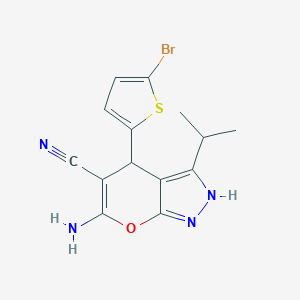 molecular formula C14H13BrN4OS B461325 6-Amino-4-(5-bromo-2-thienyl)-3-isopropyl-2,4-dihydropyrano[2,3-c]pyrazole-5-carbonitrile 