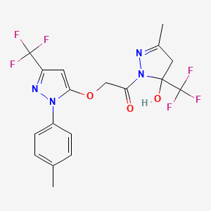 3-methyl-1-({[1-(4-methylphenyl)-3-(trifluoromethyl)-1H-pyrazol-5-yl]oxy}acetyl)-5-(trifluoromethyl)-4,5-dihydro-1H-pyrazol-5-ol