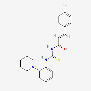 molecular formula C21H22ClN3OS B4613333 3-(4-chlorophenyl)-N-({[2-(1-piperidinyl)phenyl]amino}carbonothioyl)acrylamide 