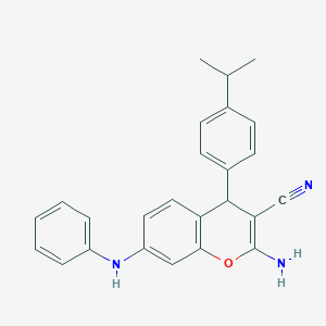 molecular formula C25H23N3O B461334 2-amino-7-anilino-4-(4-isopropylphenyl)-4H-chromene-3-carbonitrile 