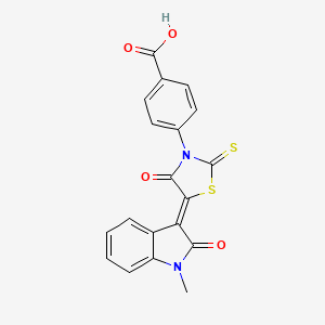 4-[5-(1-methyl-2-oxo-1,2-dihydro-3H-indol-3-ylidene)-4-oxo-2-thioxo-1,3-thiazolidin-3-yl]benzoic acid