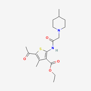 molecular formula C18H26N2O4S B4613445 ethyl 5-acetyl-4-methyl-2-{[(4-methyl-1-piperidinyl)acetyl]amino}-3-thiophenecarboxylate 