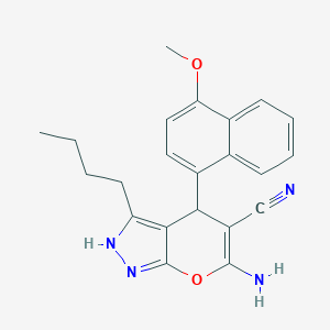 molecular formula C22H22N4O2 B461346 6-Amino-3-butyl-4-(4-methoxy-1-naphthyl)-2,4-dihydropyrano[2,3-c]pyrazole-5-carbonitrile 