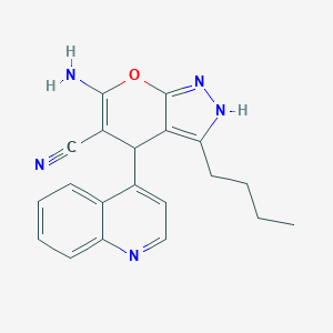 molecular formula C20H19N5O B461347 6-Amino-3-butyl-4-(4-quinolinyl)-2,4-dihydropyrano[2,3-c]pyrazole-5-carbonitrile 